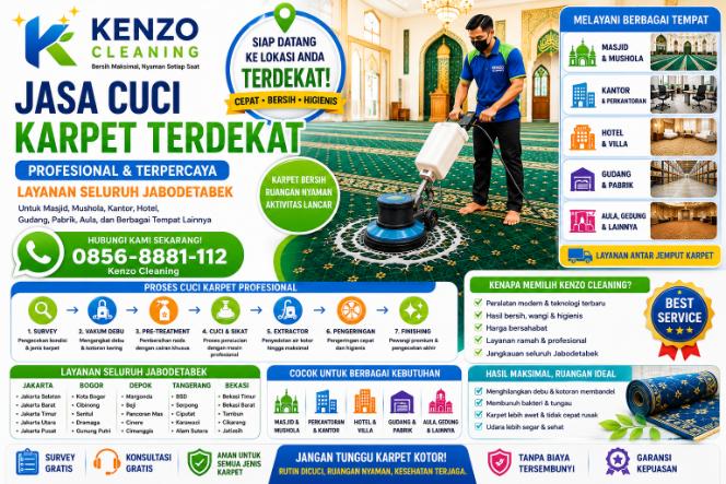 Jasa Cuci Karpet Masjid Terdekat Area Jabodetabek Profesional dan Terpercaya | Kenzo Cleaning