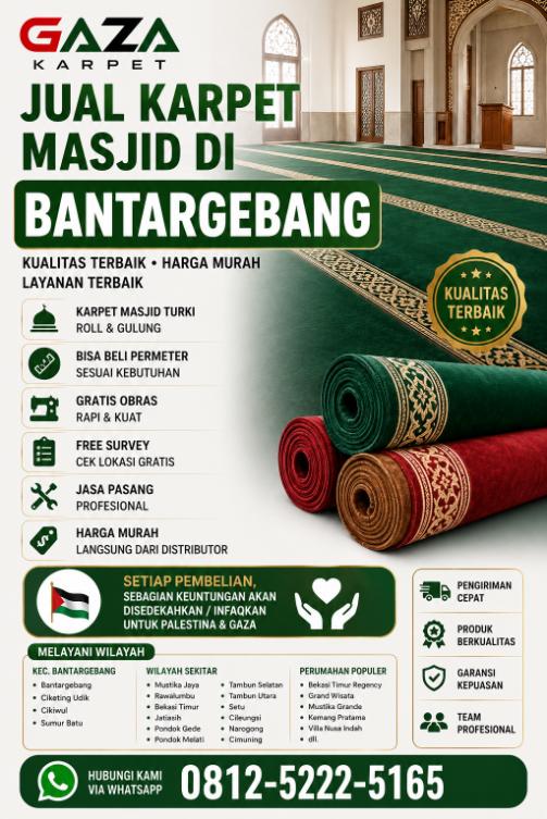 0812-5222-5165 Jual Karpet Masjid di Bantargebang – Gaza Karpet | Harga Murah, Bisa Beli Permeter & Jasa Pasang