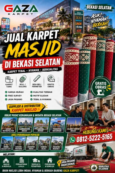 0812-5222-5165 Jual Karpet Masjid di Bekasi Selatan – Gaza Karpet, Bikin Masjid Makin Nyaman & Adem!