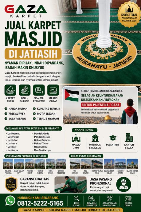 0812-5222-5165 Jual Karpet Masjid di Jatiasih – Gaza Karpet, Pilihan Tepat untuk Masjid yang Lebih Nyaman