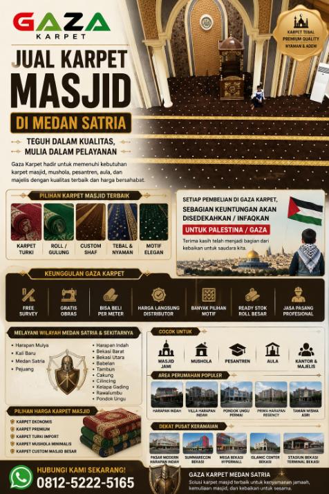 0812-5222-5165 Jual Karpet Masjid di Medan Satria – Gaza Karpet, Teguh dalam Kualitas, Mulia dalam Pelayanan